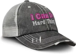 Speedy Pros Baseball Cap I Can Do Hard Things Cotton Trucker Hats for Men & Women Black Gray