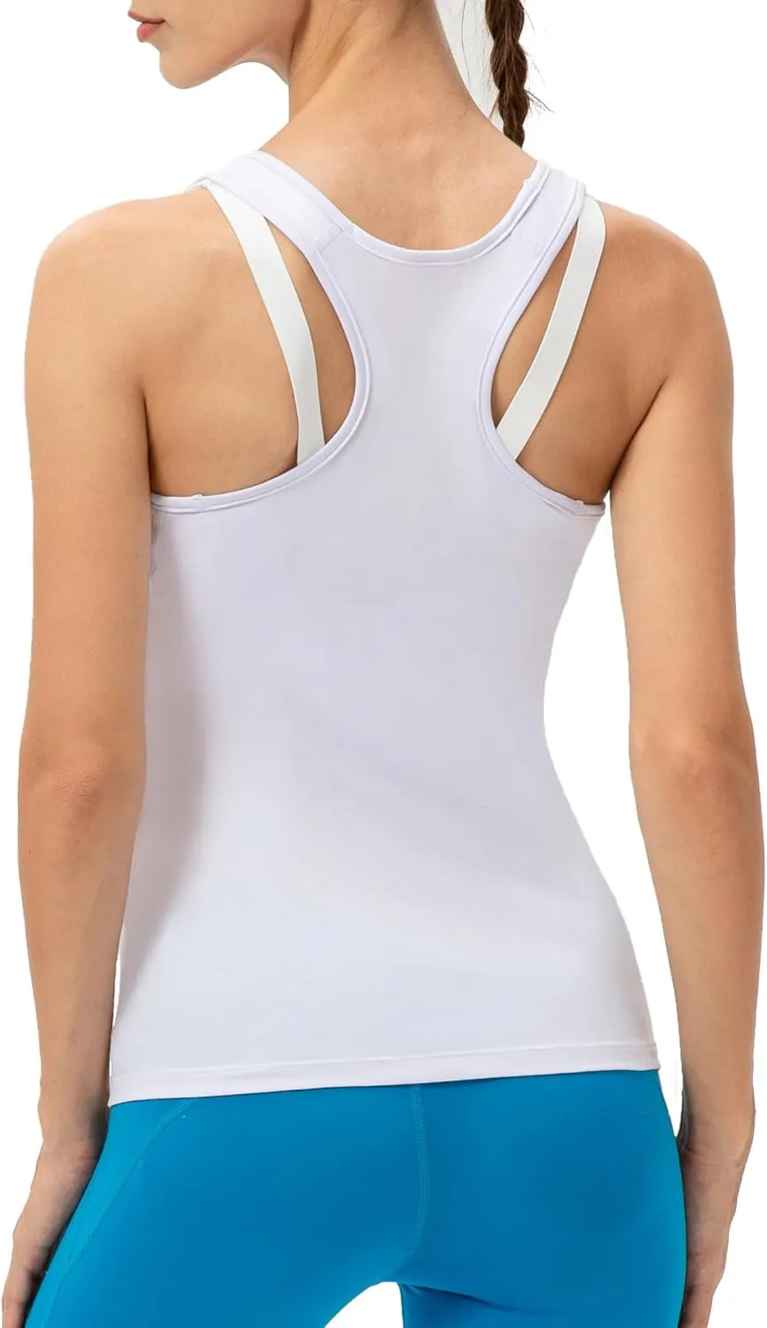 SPVISE Women's Compression Tank Top Athletic Racerback Sports Tank Tops Compression Sleeveless Dry Fit Wotkout Running Shirts