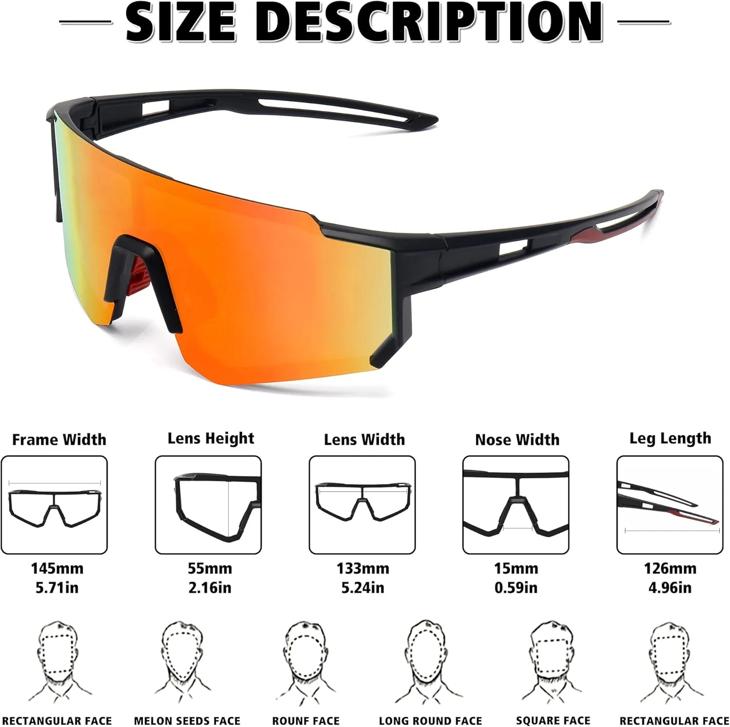 STORYCOAST Polarized Sports Sunglasses for Men Women,Driving Fishing Cycling Mountain Bike Sunglasses UV400 Protection