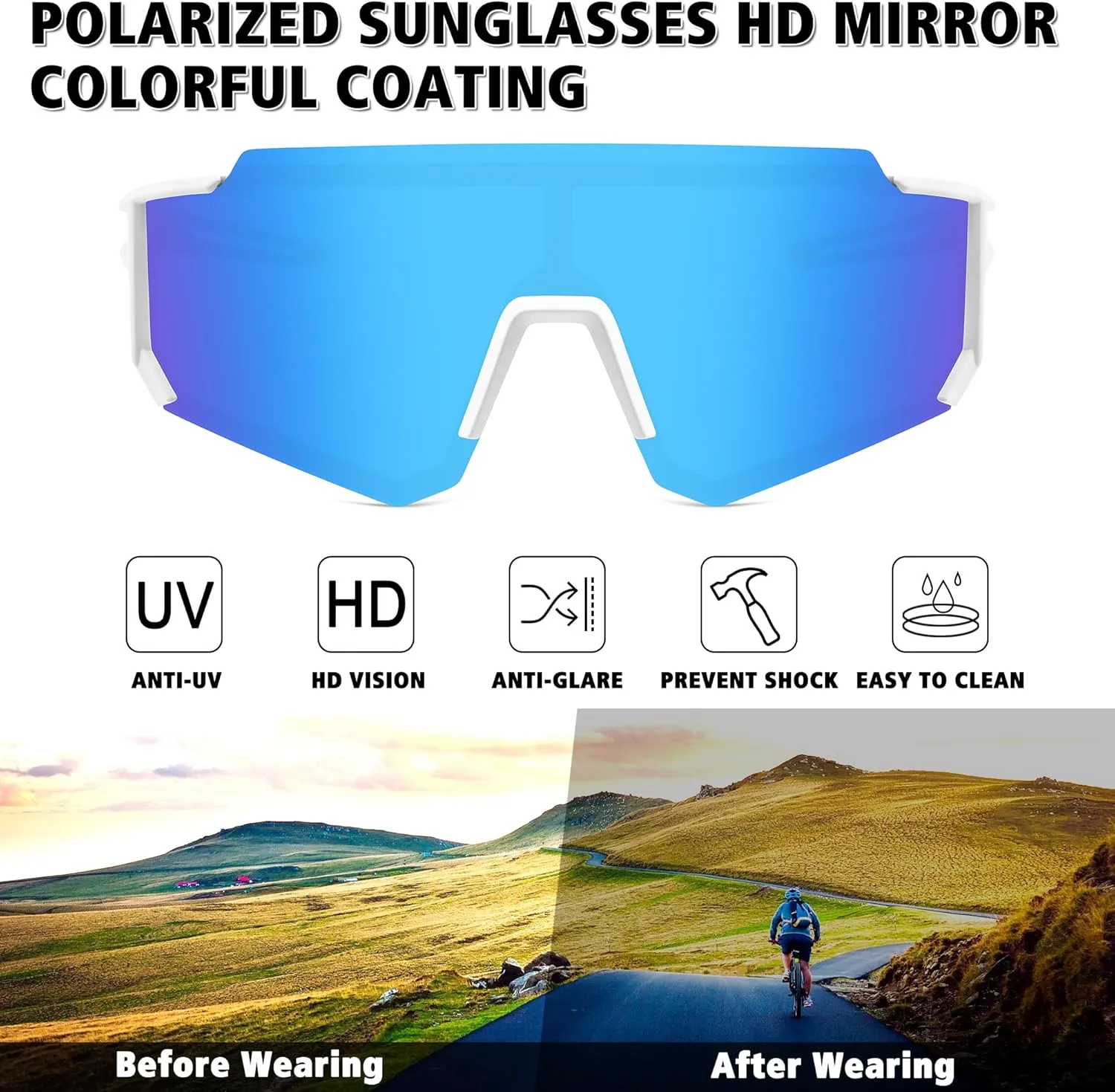 STORYCOAST Polarized Sports Sunglasses for Men Women,Driving Fishing Cycling Mountain Bike Sunglasses UV400 Protection