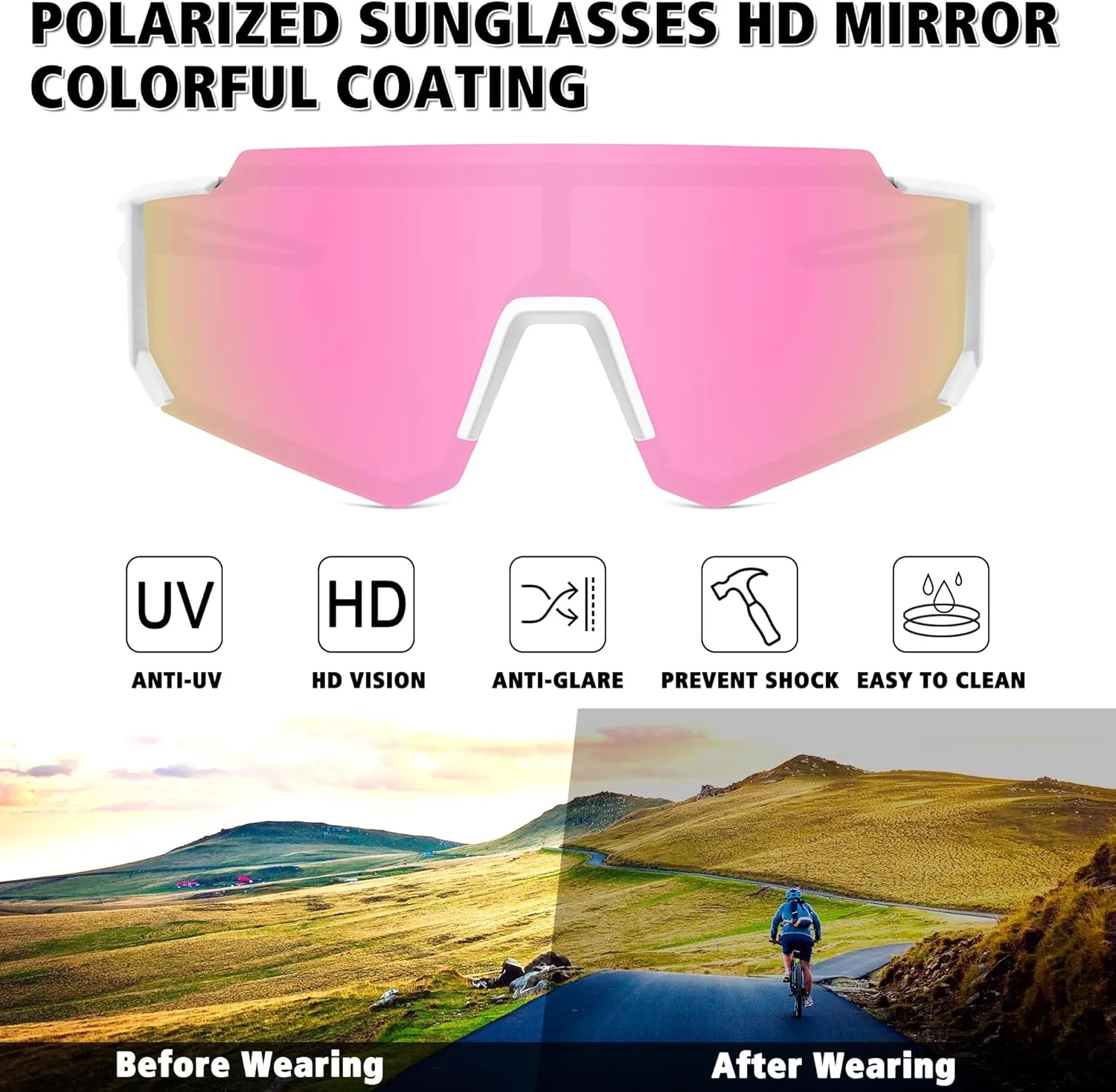 STORYCOAST Polarized Sports Sunglasses for Men Women,Driving Fishing Cycling Mountain Bike Sunglasses UV400 Protection