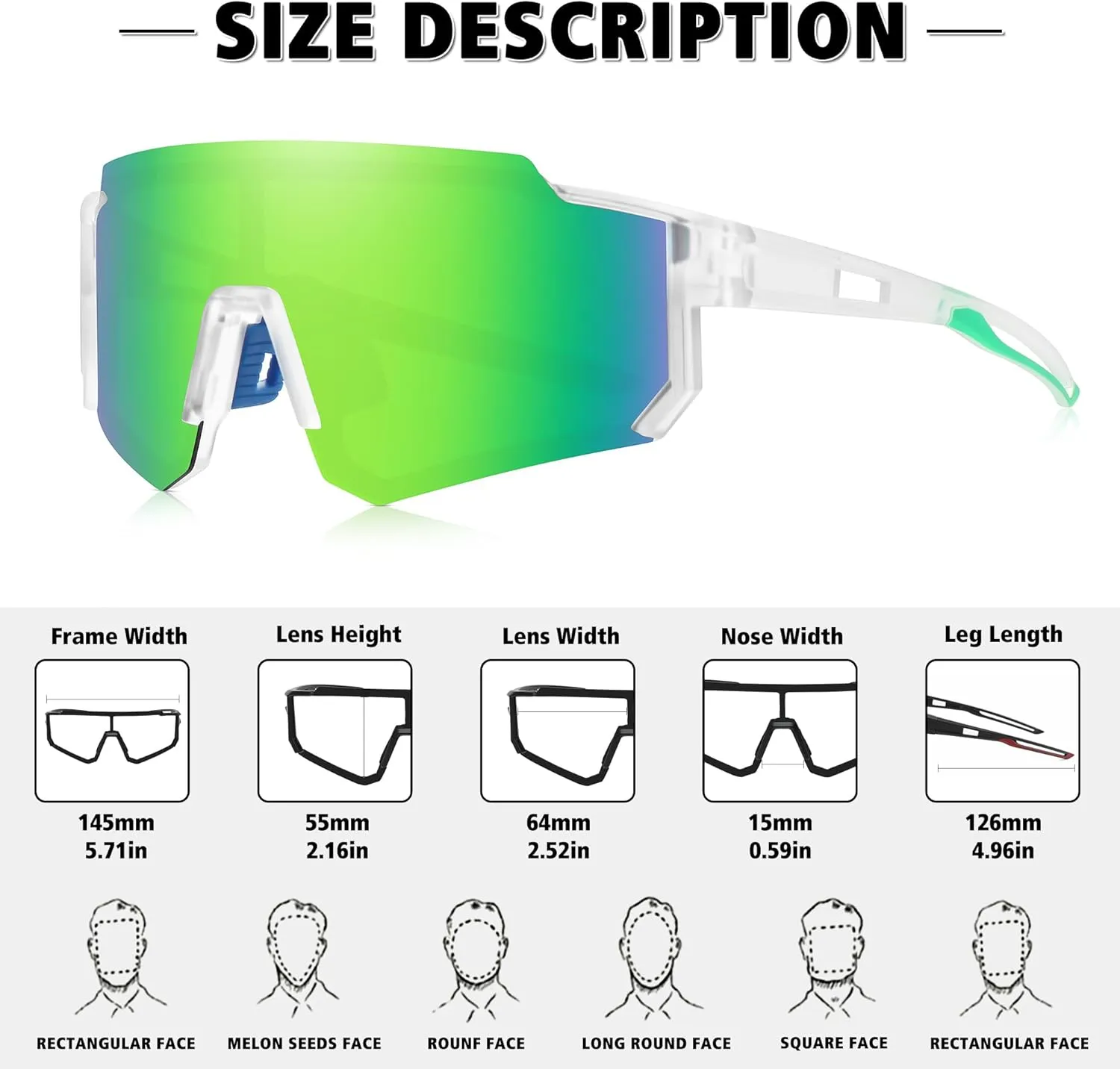 STORYCOAST Polarized Sports Sunglasses for Men Women,Driving Fishing Cycling Mountain Bike Sunglasses UV400 Protection