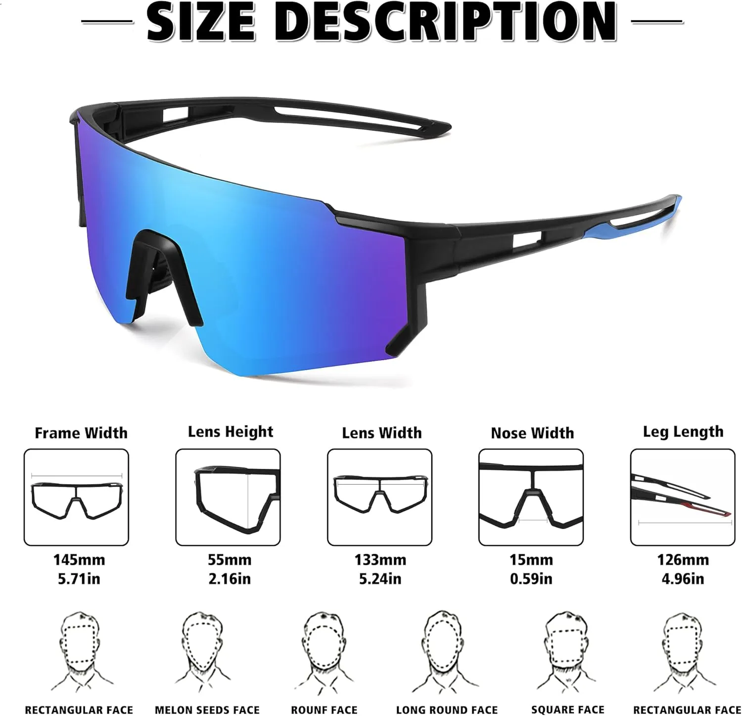 STORYCOAST Polarized Sports Sunglasses for Men Women,Driving Fishing Cycling Mountain Bike Sunglasses UV400 Protection