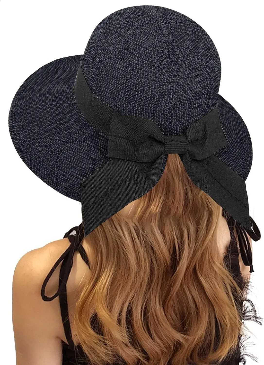 Straw Sun Hat Foldable Packable Wide Brim Summer Beach Hat Crochet Bucket Hat for Women