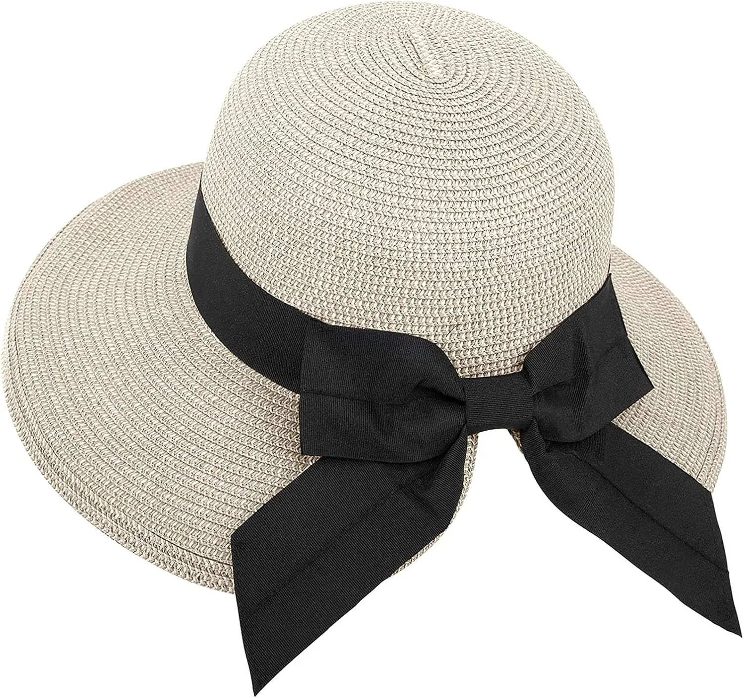 Straw Sun Hat Foldable Packable Wide Brim Summer Beach Hat Crochet Bucket Hat for Women