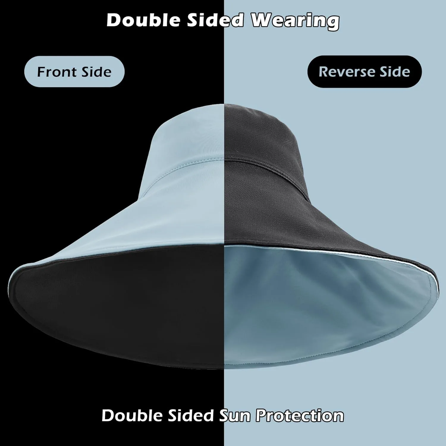 Sukeen Wide Brim Sun Hats for Women Men, Double Sided Wearing Fishing Hats UPF50  Cooling Bucket Hat for Beach Hiking Outdoor