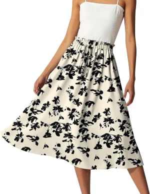Summer Maxi Skirt for Women High Waist Flowy A-Line Long Skirt Boho Style