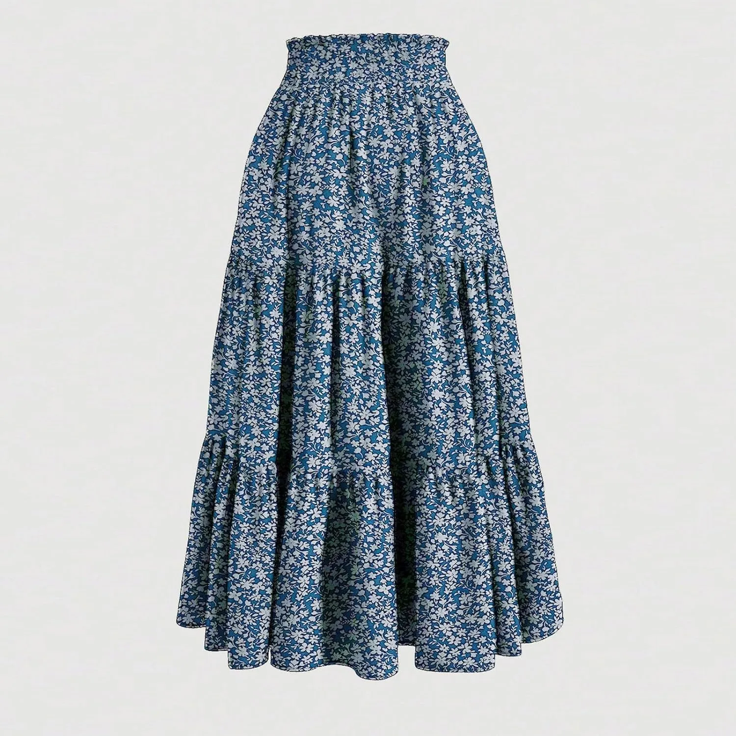 Summer Skirts for Women 2025 Elastic High Waisted Maxi Skirt A Line Floral Skirts Tiered Tie Front Ruffle Hem Skorts