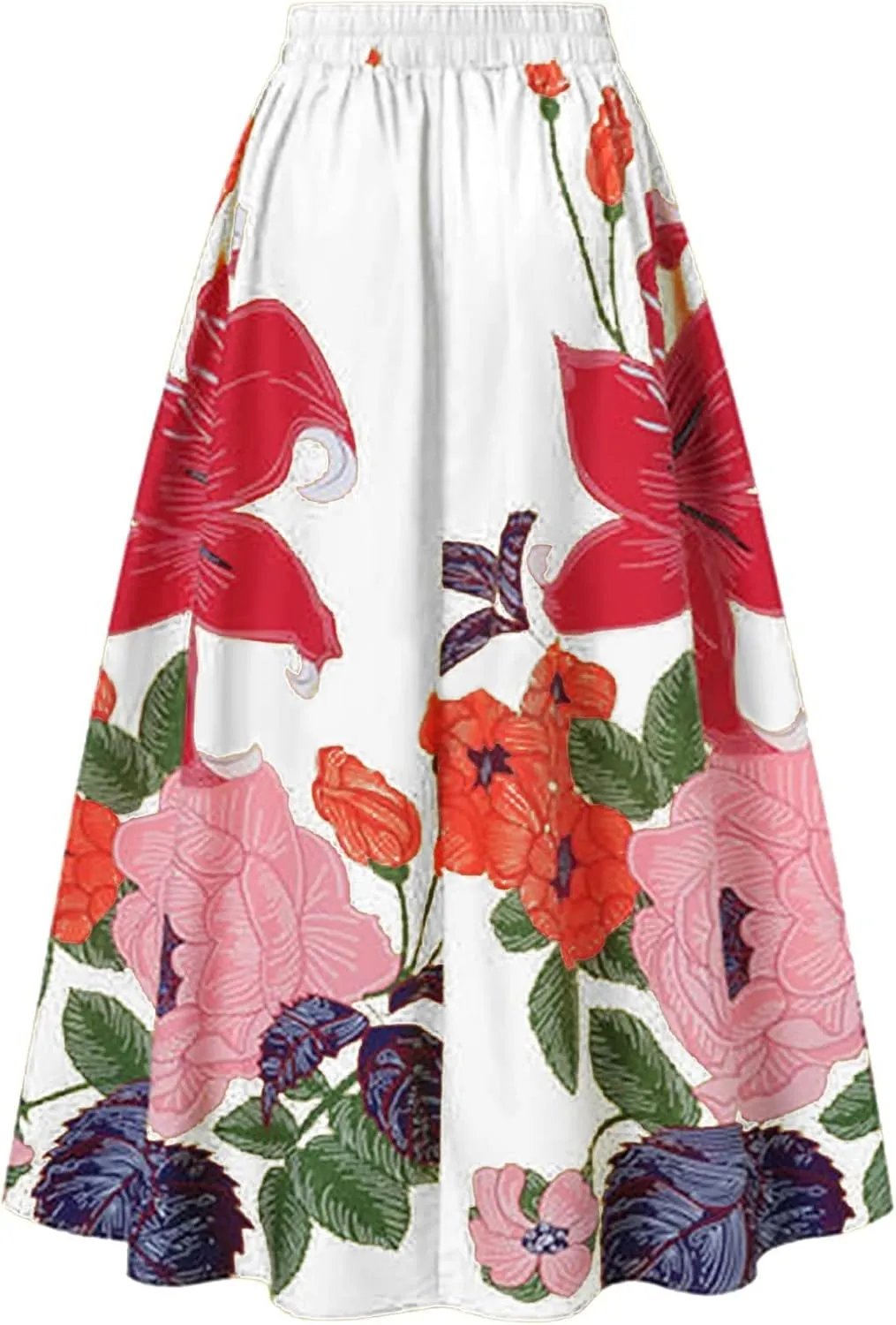 Summer Skirts for Women Flowy High Waisted Skirt Boho Vacation A-Line Swing Long Floral Maxi Floral Skirts