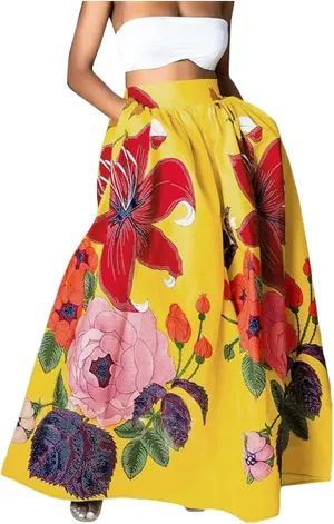 Summer Skirts for Women Flowy High Waisted Skirt Boho Vacation A-Line Swing Long Floral Maxi Floral Skirts