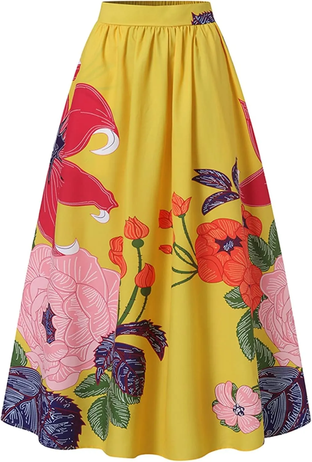 Summer Skirts for Women Flowy High Waisted Skirt Boho Vacation A-Line Swing Long Floral Maxi Floral Skirts