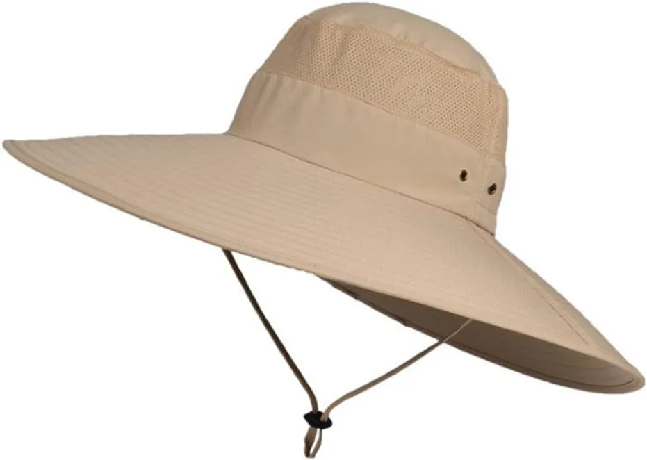 Sun Hats for Women Gardening Hat Wide Brim Ponytail Sun Protective Breathable Cotton Summer Hat