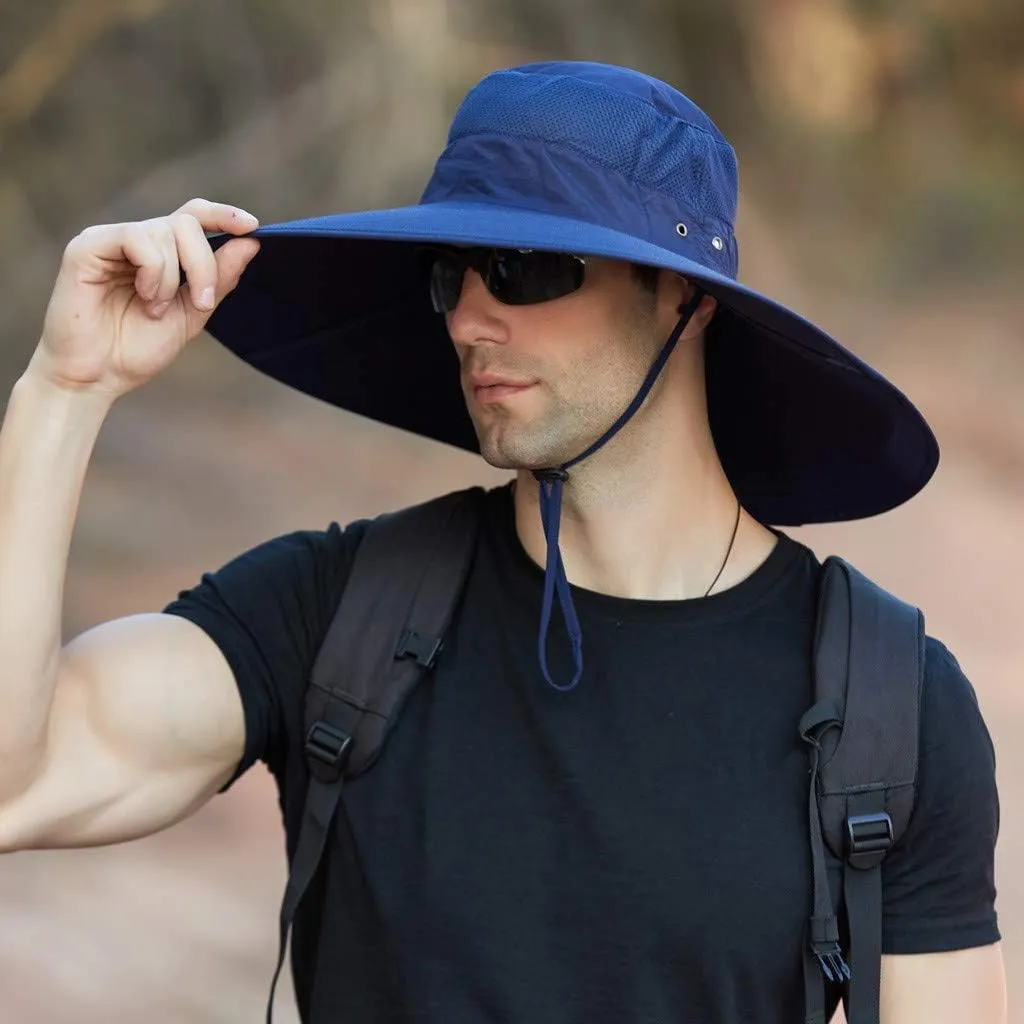 Sun Hats for Women Gardening Hat Wide Brim Ponytail Sun Protective Breathable Cotton Summer Hat