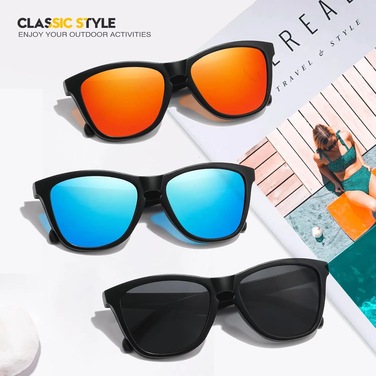 Sunglasses Womens Polarized Sunglasses for Mens Womens Retro Mirror Lens for Driving Fishing UV400 Protection