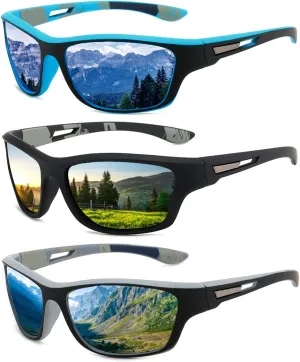 SUNOVELTIES 3 Pcs Polarized Sunglasses Mens/Women Sport Glasses UV400 Driving Fishing Running Cycling Outdoors Sun Glasses