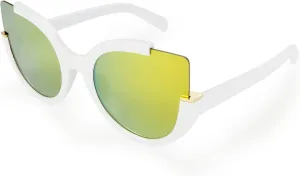 Supertrip Womens Fashion Oversized Round Square Plastic Vintage Cut-Out Flash Mirror Lens Cat Eye Sunglasses