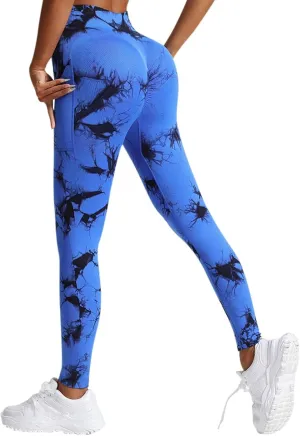 Tie Dye Hidden Leggings Butt Scrunch for Women Butt Lifting Yoga Pants High Waist Compression Workout Tight