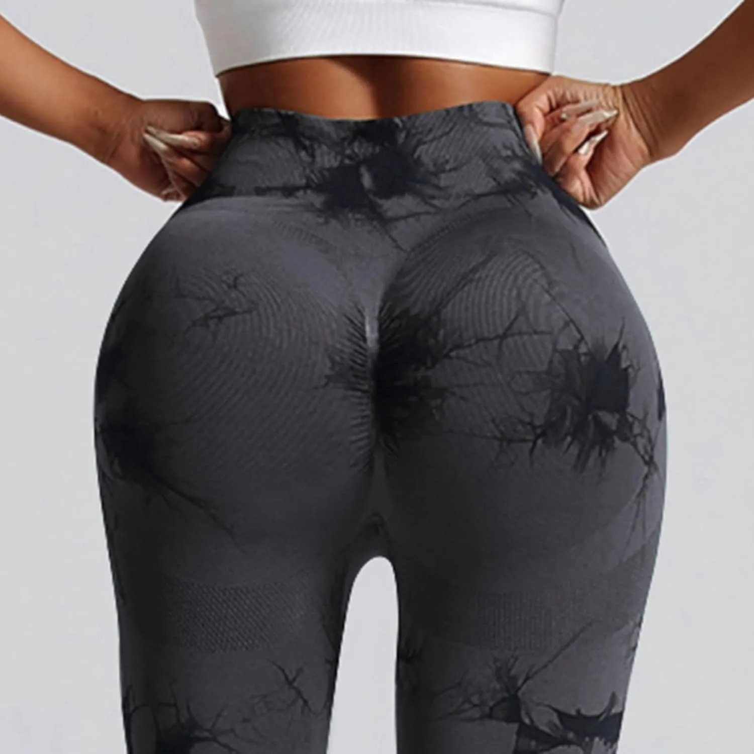 Tie Dye Hidden Leggings Butt Scrunch for Women Butt Lifting Yoga Pants High Waist Compression Workout Tight