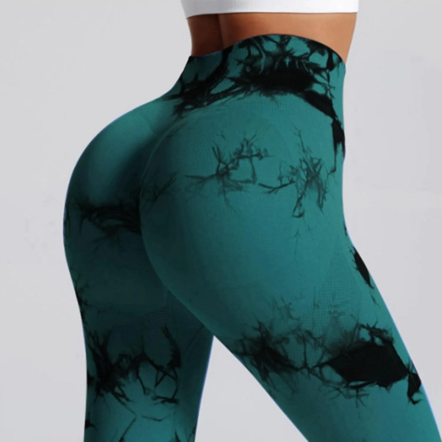 Tie Dye Hidden Leggings Butt Scrunch for Women Butt Lifting Yoga Pants High Waist Compression Workout Tight