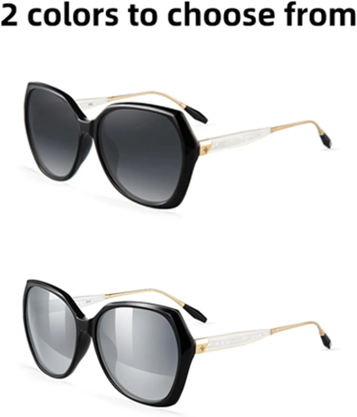 Trendy Oversized Polarized Sunglasses for Women Large Black Driving Sun Glasses Crastal Elements Designer Shades