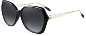 Trendy Oversized Polarized Sunglasses for Women Large Black Driving Sun Glasses Crastal Elements Designer Shades