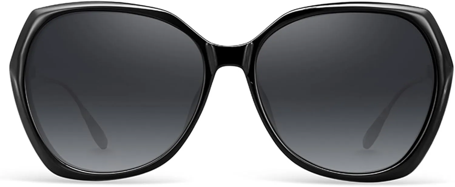 Trendy Oversized Polarized Sunglasses for Women Large Black Driving Sun Glasses Crastal Elements Designer Shades