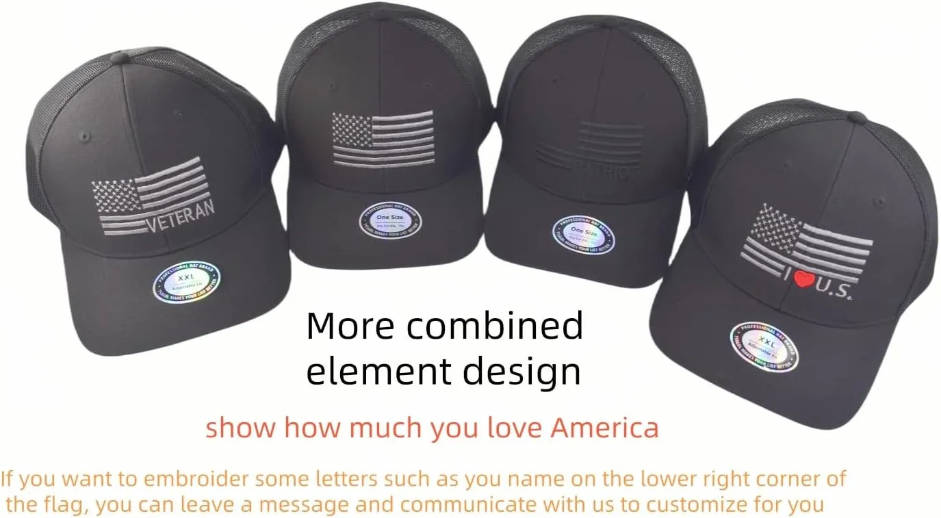 TSSGBL American Flag Trucker Hat [ M, L, XL,XXL] Men Women Snapback Breathable Mesh-Back USA Patriotic Baseball Cap