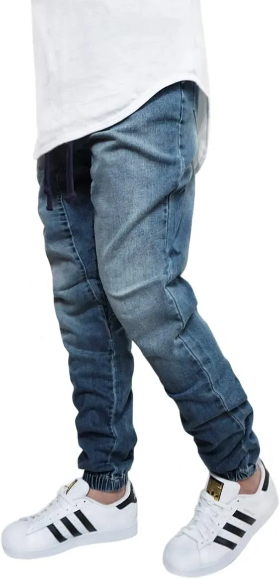 URBANJ Men's Casual Drop Crotch Denim Jogger Pants S-5XL
