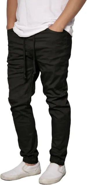URBANJ Men's Stretch Twill Drop Crotch Jogger Pants S-5XL