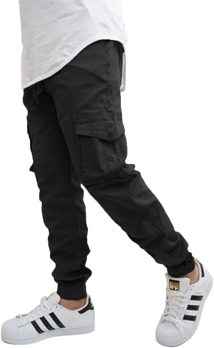 URBANJ Men's Stretch Twill Drop Crotch Jogger Pants S-5XL