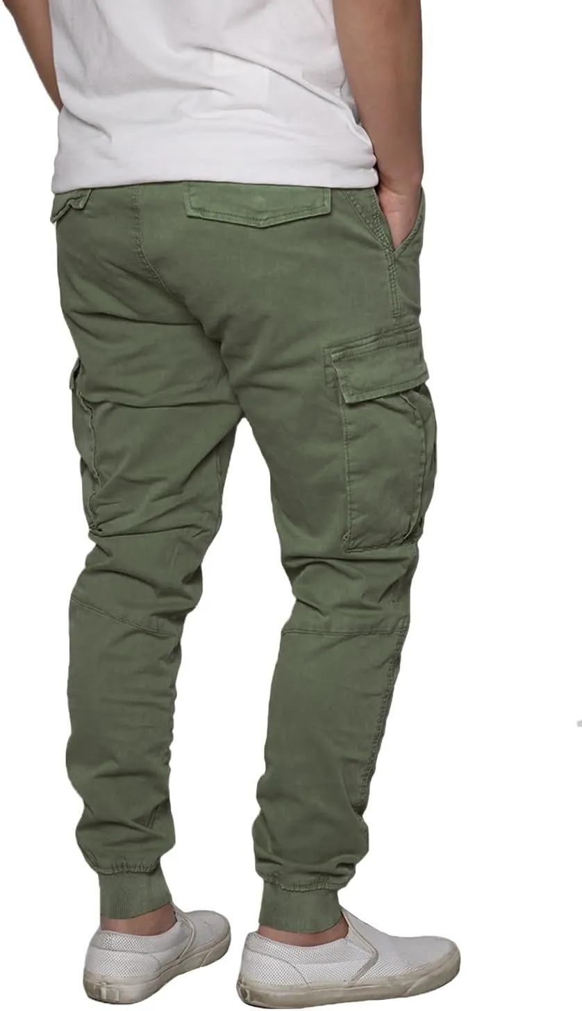 URBANJ Men's Stretch Twill Drop Crotch Jogger Pants S-5XL