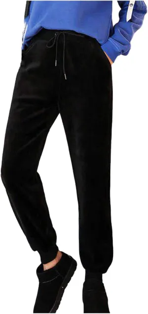 Velvet Velour Pants for Women Fall Winter Warm Elastic Drawstring Wide Straight Leg Trousers Soft Thermal Baggy Pant
