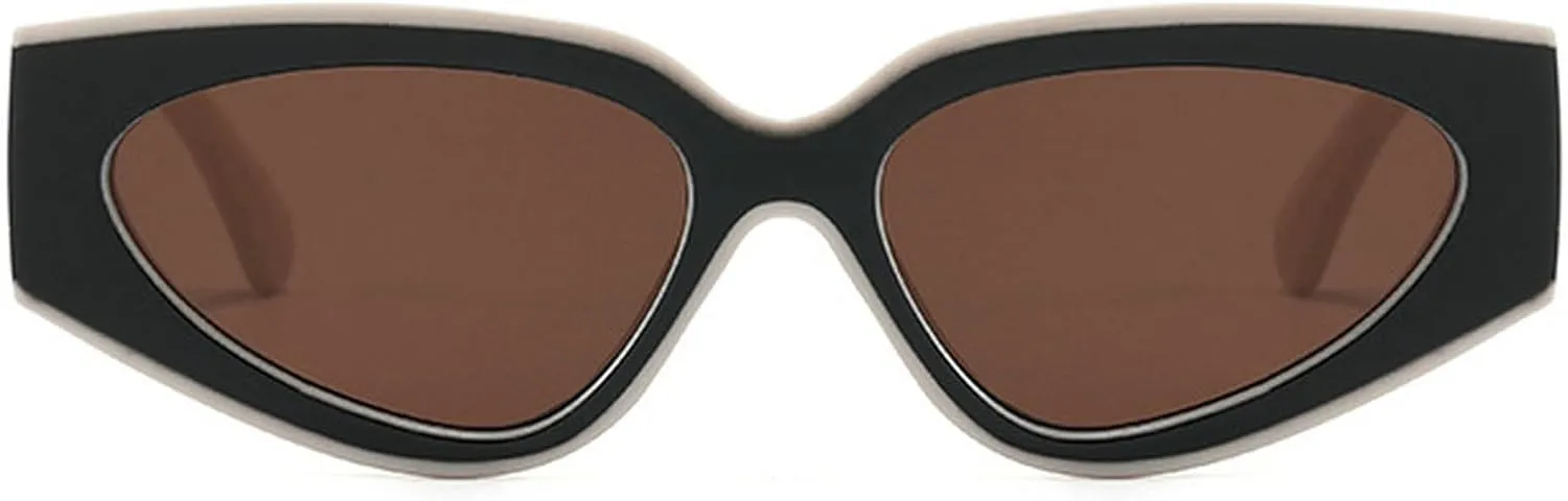Vintage Small Oval Cat Eye Sunglasses Women Fashion Black White Sexy Sun Glasses Ladies Trendy Elegant Shades UV400