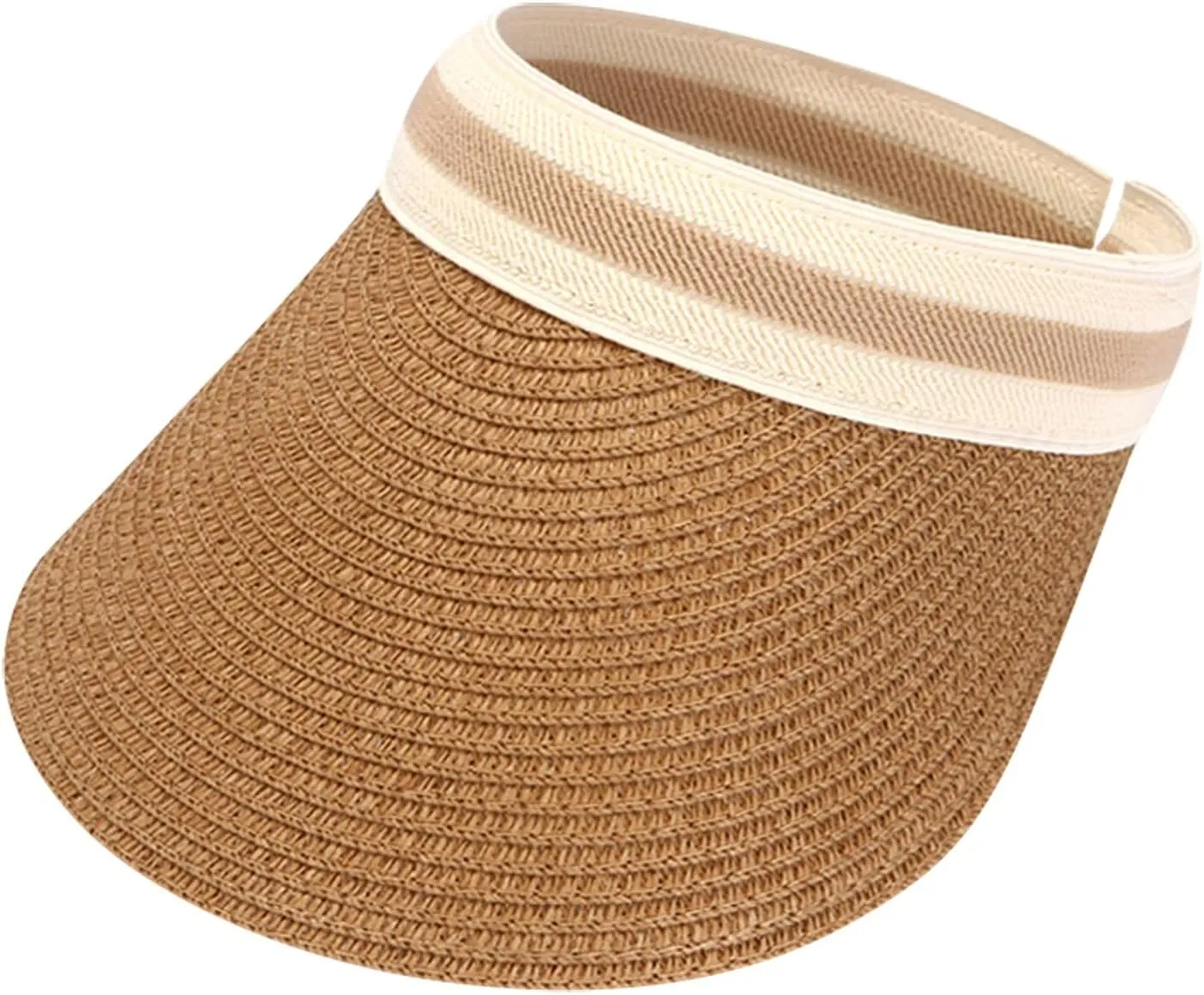 Wide Brim Straw Visor for Women Sun Hat Lightweight Packable Beach Cap for Summer Holiday UPF 50 