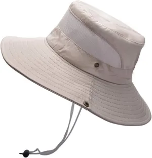 Wide Brim Sun Hat with Neck Strap Upf50  Hiking Fishing Hat for Men Women Sun Protective Beach Hat