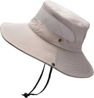 Wide Brim Sun Hat with Neck Strap Upf50  Hiking Fishing Hat for Men Women Sun Protective Beach Hat