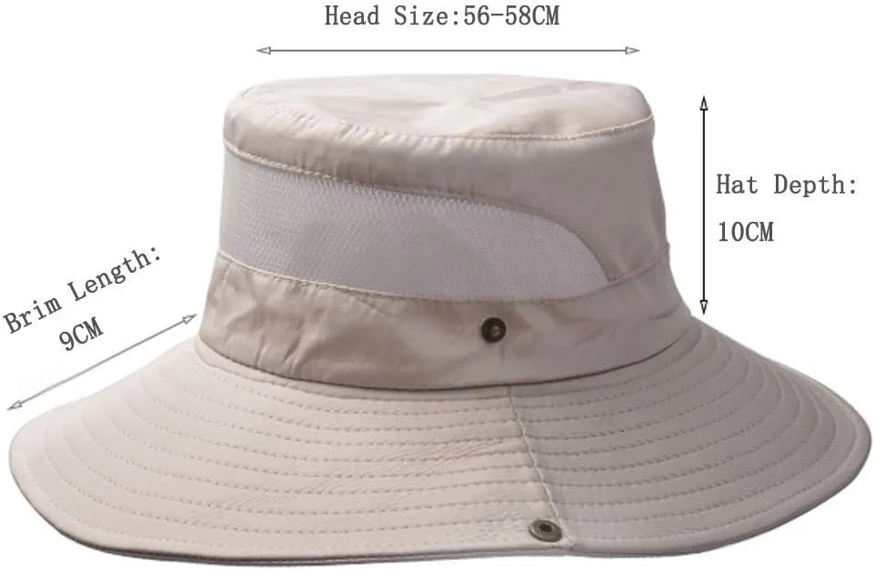 Wide Brim Sun Hat with Neck Strap Upf50  Hiking Fishing Hat for Men Women Sun Protective Beach Hat