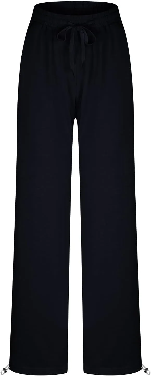 Wide Leg Jogging Pants Women High Waisted Drawstring Pants Soft Comfortable Pants Solid Color Sweatpants for Sports