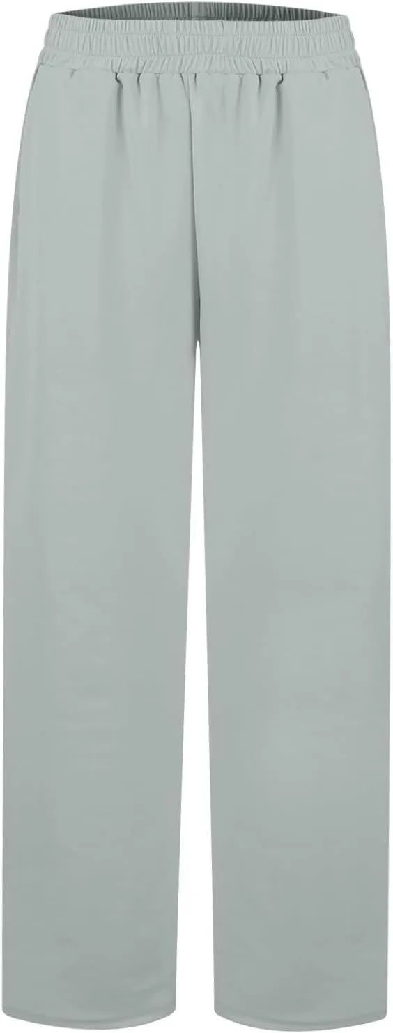 Wide Leg Sweatpants Women Baggy High Waisted Drawstring Pants Casual Workout Lounge Pants with Pockets