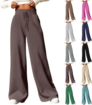 Wide Leg Sweatpants Women Baggy Lightweight Sweat Pants Drawstring High Waisted Casual Lounge Pants with Pockets