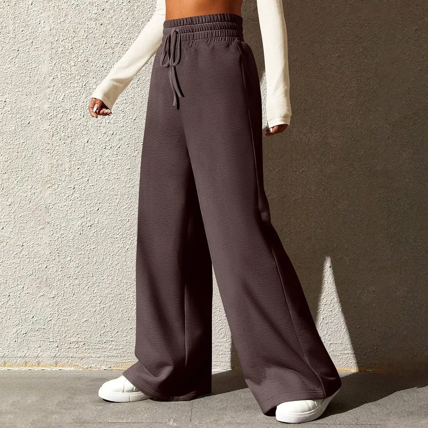 Wide Leg Sweatpants Women Baggy Lightweight Sweat Pants Drawstring High Waisted Casual Lounge Pants with Pockets
