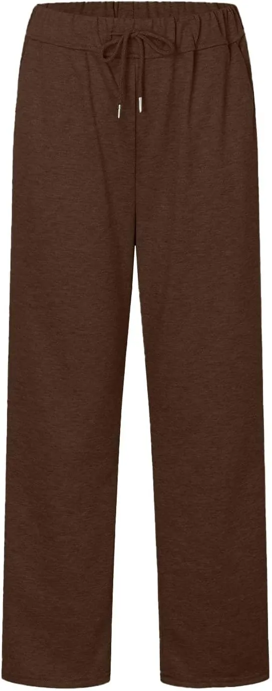 Wide Leg Sweatpants Women Y2k Baggy High Waisted Fleece Lined Joggers Casual Comfy Solid Sweat Pants with Pockets