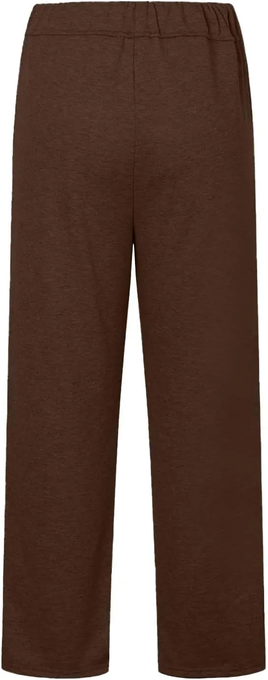 Wide Leg Sweatpants Women Y2k Baggy High Waisted Fleece Lined Joggers Casual Comfy Solid Sweat Pants with Pockets