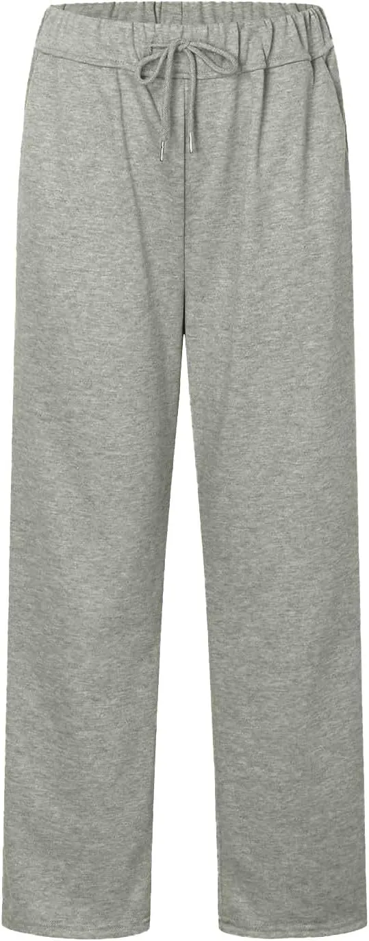 Wide Leg Sweatpants Women Y2k Baggy High Waisted Fleece Lined Joggers Casual Comfy Solid Sweat Pants with Pockets