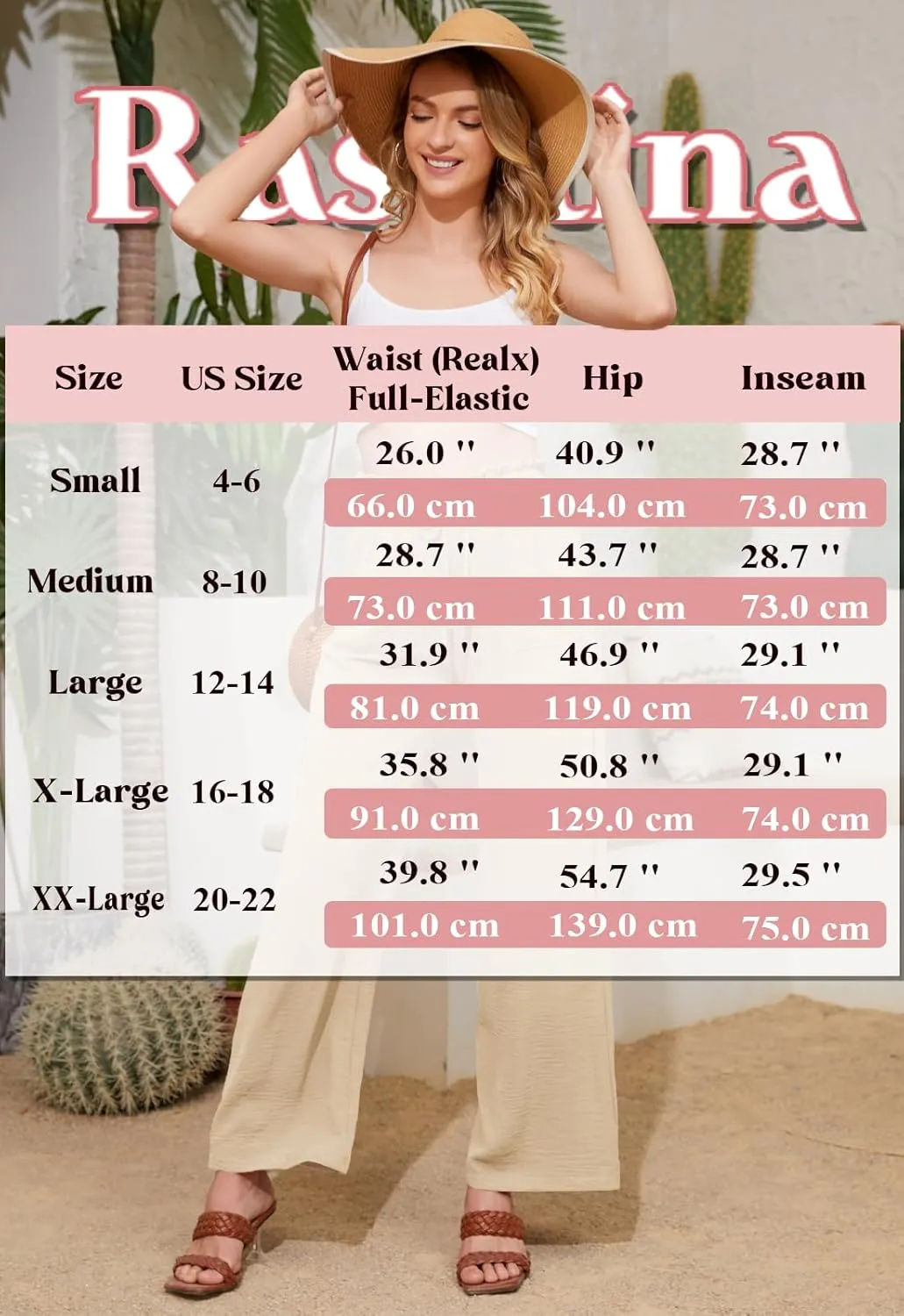 Women Casual Wide Leg Pants Womens Linen Pants Drawstring Waist Flowy Pants Summer Beach Pants with Pockets