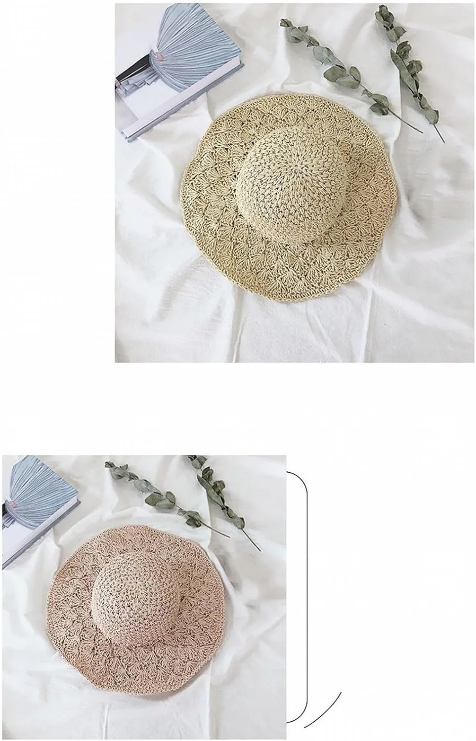 Women Crochet Bucket Hat Straw Hats for Women Straw Panama Hat Foldable Beach Sun Hat Sun Protective