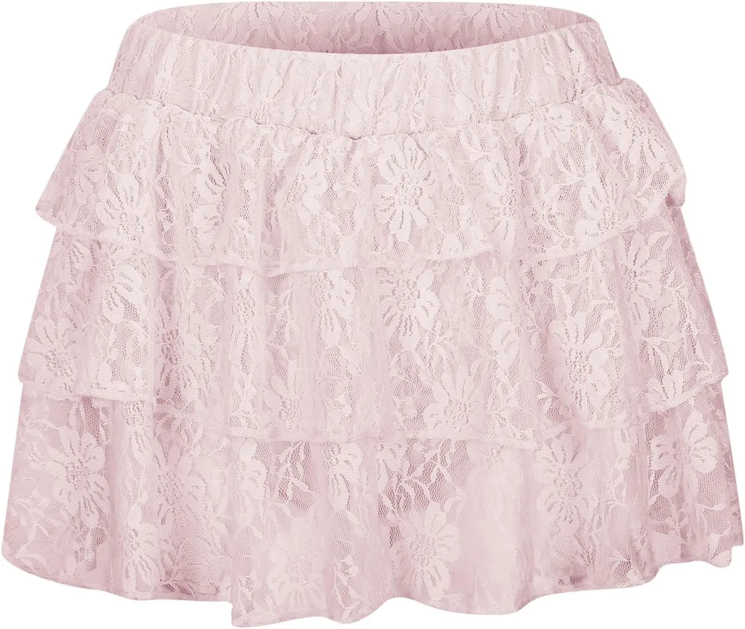 Women Lace Ruffle Mini Skirt Y2k Pleated Layered Stacked Sexy Mini Waist Layered Flowy Slip Skirt Shirt