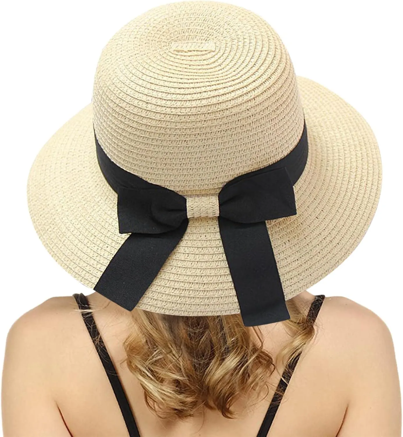 Women Straw Hat Bohemian Rolled Brim Fisherman Hats Rainbow Pattern Foldable Beach Cap Holiday Sun Visor Hat