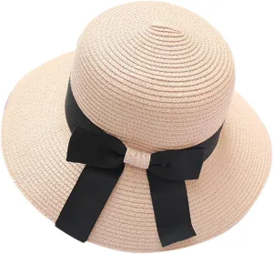 Women Straw Hat Bohemian Rolled Brim Fisherman Hats Rainbow Pattern Foldable Beach Cap Holiday Sun Visor Hat