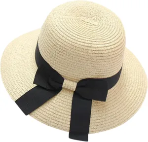 Women Straw Hat Bohemian Rolled Brim Fisherman Hats Rainbow Pattern Foldable Beach Cap Holiday Sun Visor Hat